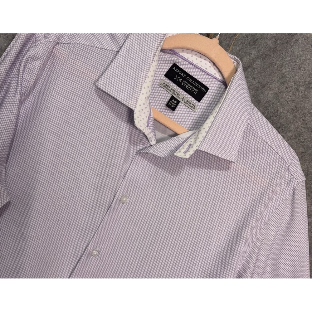 Report Collection Performance x4 Stretch Shirt Sz M Lavender Diamond Slim Fit
